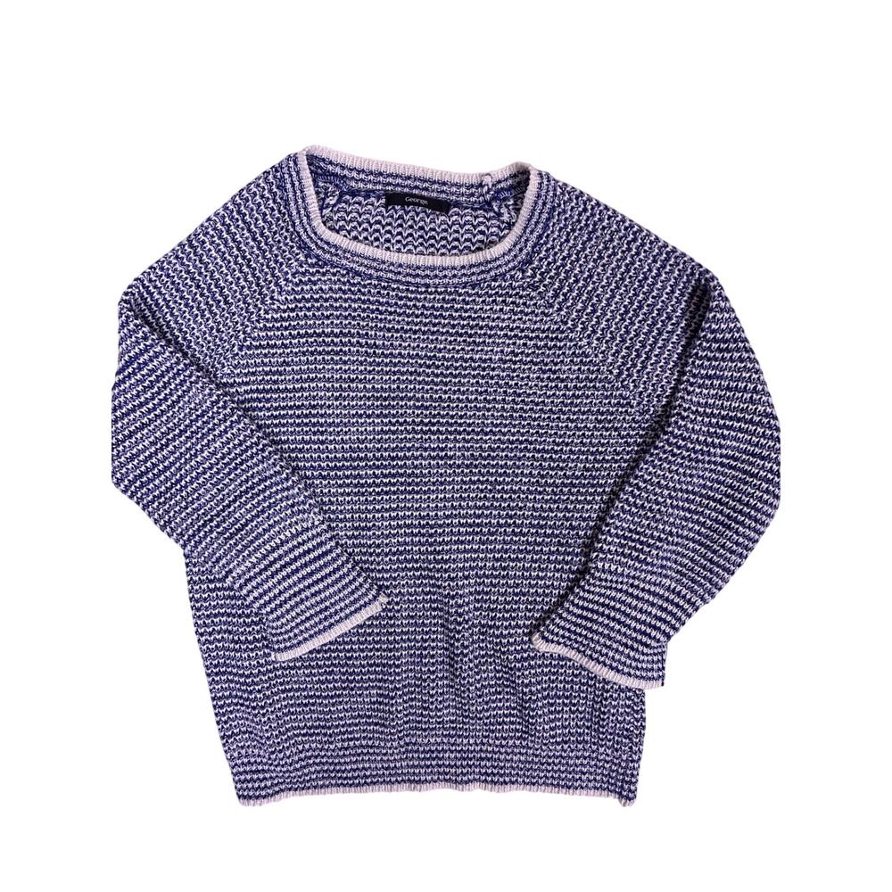 Vintage Blue & White Heavy Knit Sweater Womens Medium Coastal Spring Cottagecore